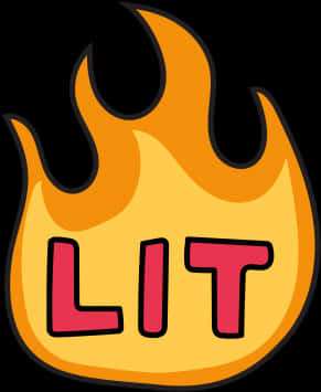 Fire Emoji 桌布 壁紙 — 一個卡通火焰圖標，黑色背景上有粗體粉紅色字母拼寫 LIT。