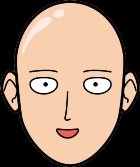 動漫 桌布 壁紙 — 一個卡通禿頭男人，睜大眼睛，面帶微笑，背景為黑色。