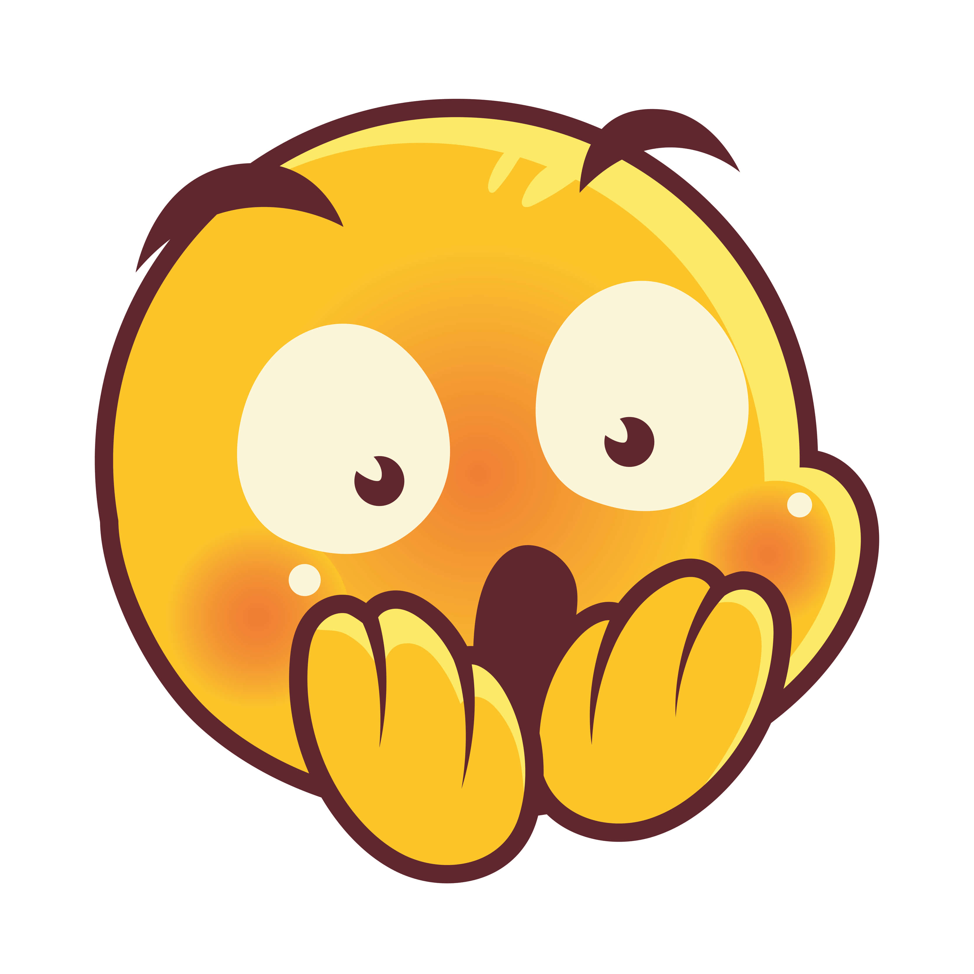 Discord 桌布 壁紙 — 一個卡通表情符號，睜大眼睛，雙手捂住嘴巴，表現出震驚或驚訝。