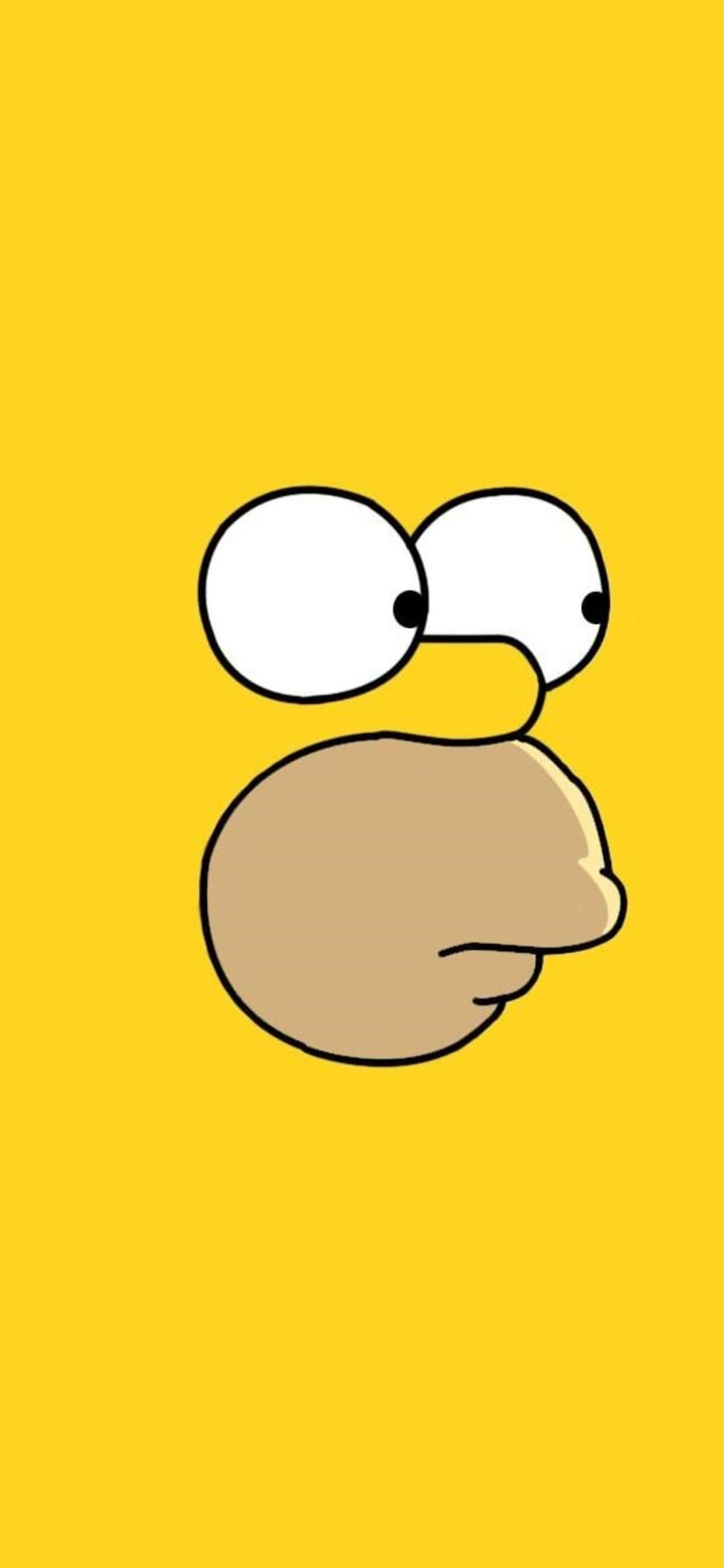 Funny Cartoon iPhone 桌布 壁紙 — 一個卡通角色，有著大大的白色眼睛和曬黑了的拳頭，在純黃色背景上舉起。