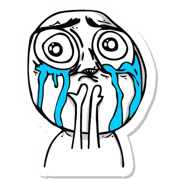 Crying Meme 桌布 壁紙 — 一個卡通角色，睜大眼睛，流著藍色眼淚，戲劇性地哭泣，同時用手捂住嘴巴。
