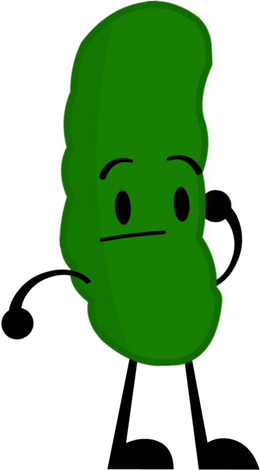 Pickle 桌布 壁紙 — 一個卡通醃黃瓜帶著無聊的表情，在黑色背景前茫然地凝視。