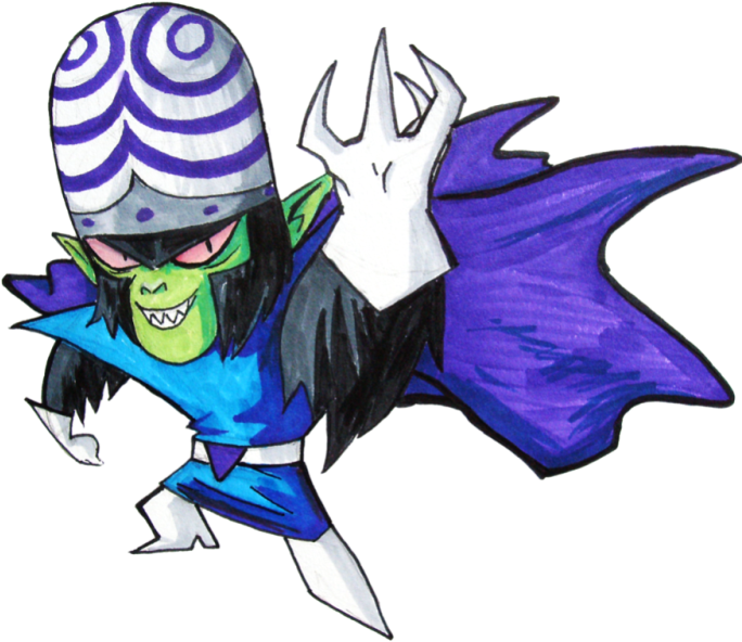 Jojo 桌布 壁紙 — 一個卡通風格的綠色皮膚反派，戴著紫色和白色條紋帽子和斗篷，帶著威脅的笑容向前猛衝。