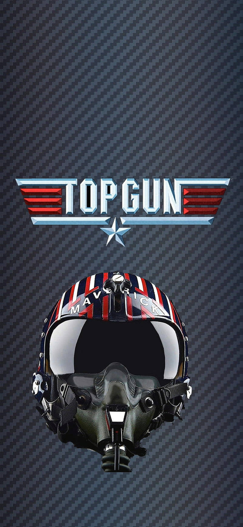 碳纖維背景上的 Top Gun Maverick 戰鬥機飛行員頭盔 — 捍衛戰士：獨行俠 壁紙