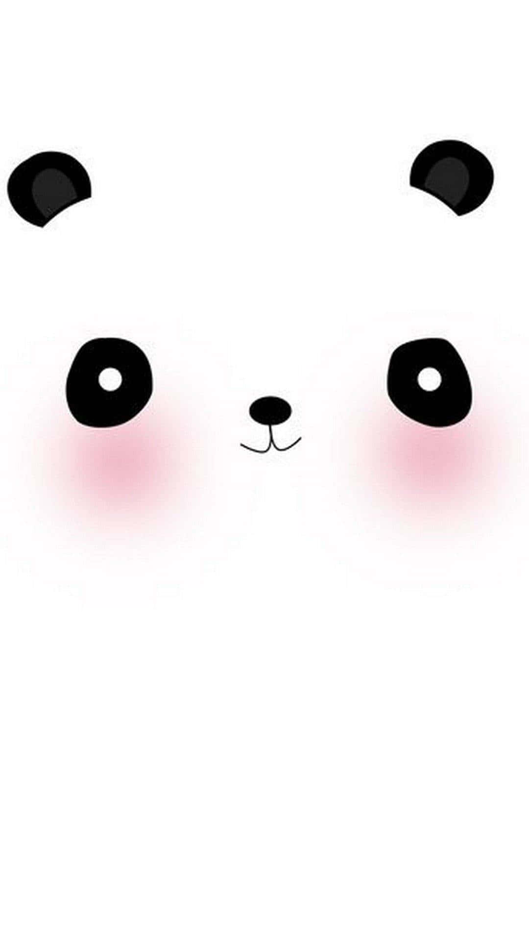 Girly Panda 桌布 壁紙 — 一個可愛的卡通熊貓臉，帶有玫瑰色的臉頰和簡單的黑色特徵，在純白色背景上。