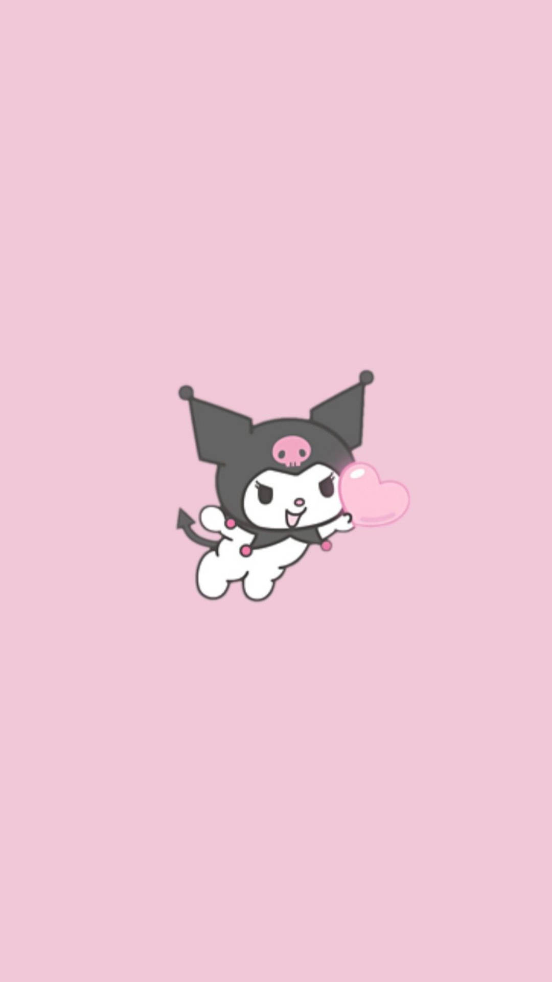 一個卡通角色在粉紅色背景上拿著粉紅色心形。 — 三麗鷗角色 GIF 壁紙
