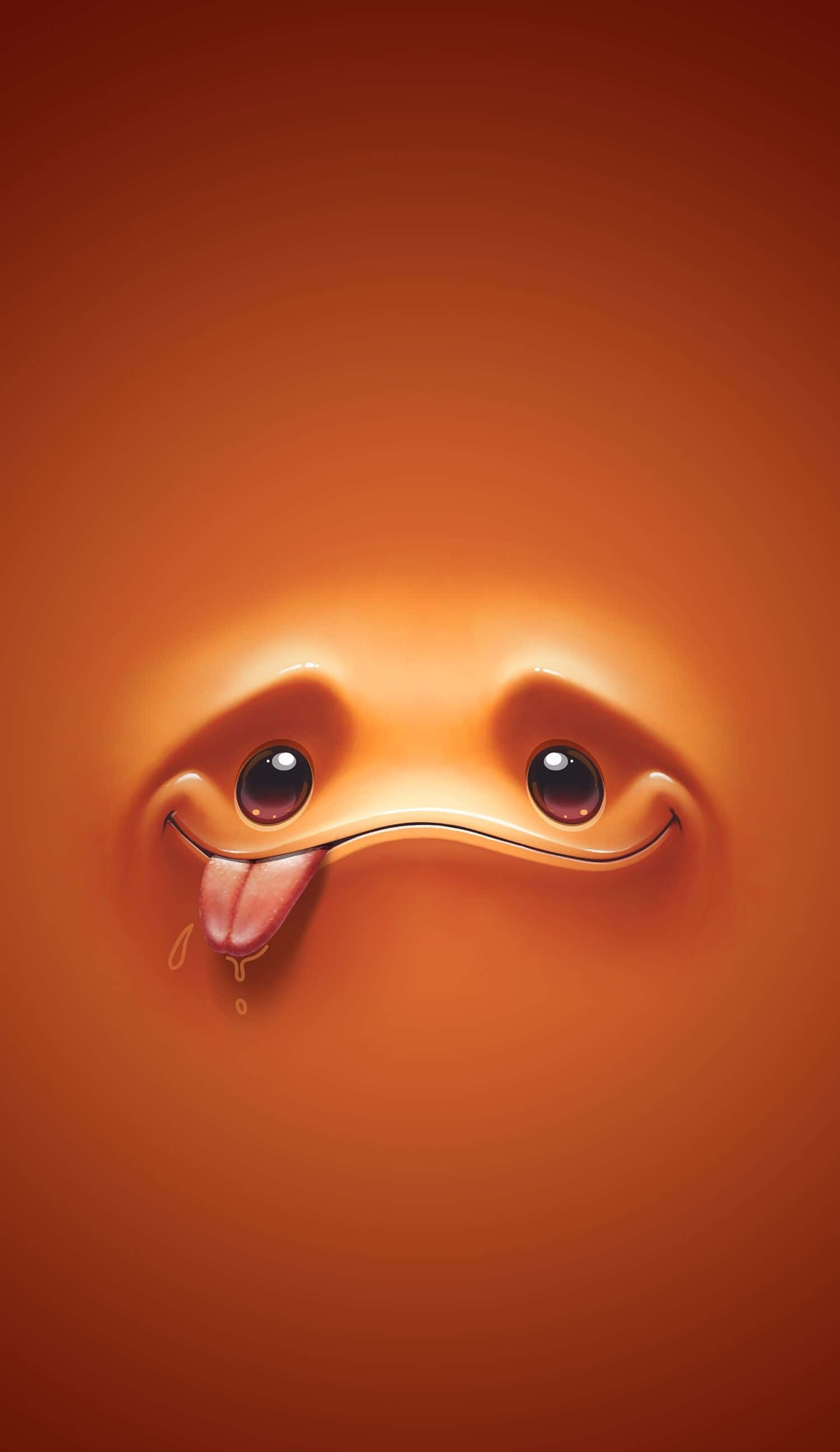 Funny Face 桌布 壁紙 — 一個可愛的卡通風格橙色生物，有大眼睛和頑皮的舌頭伸出，背景是溫暖的漸變色。