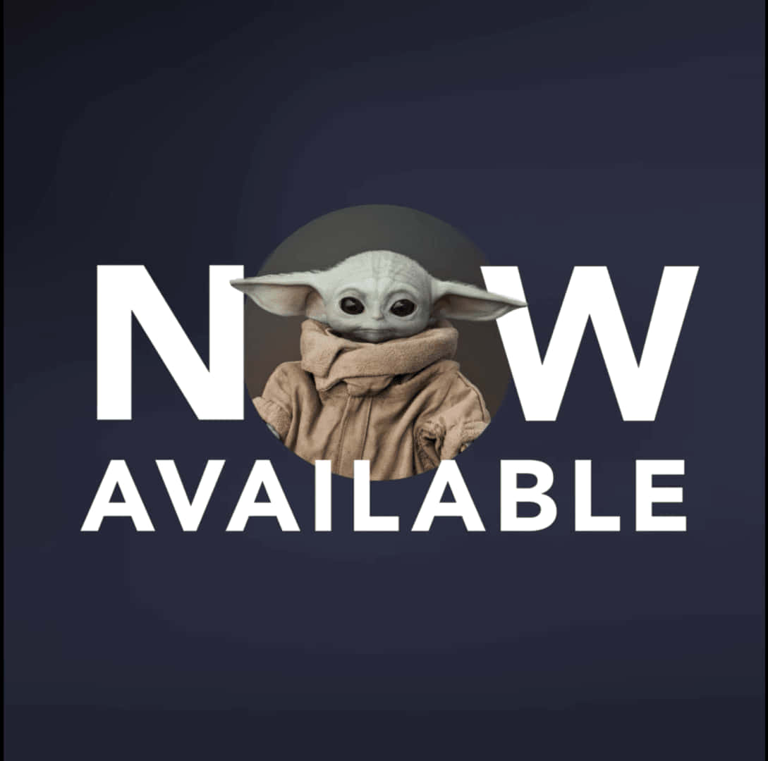 Star Wars Profile 桌布 壁紙 — 一個可愛的嬰兒尤達從圓形框架中窺視，框架位於深藍色背景上的粗體白色文字之間。