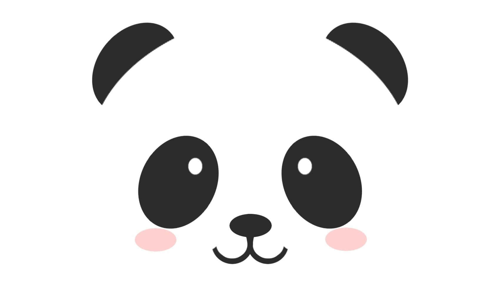 Kawaii Panda 桌布 壁紙 — 一個可愛的極簡熊貓臉，有大黑眼睛、粉紅臉頰和簡單的黑耳朵，在白色背景上。