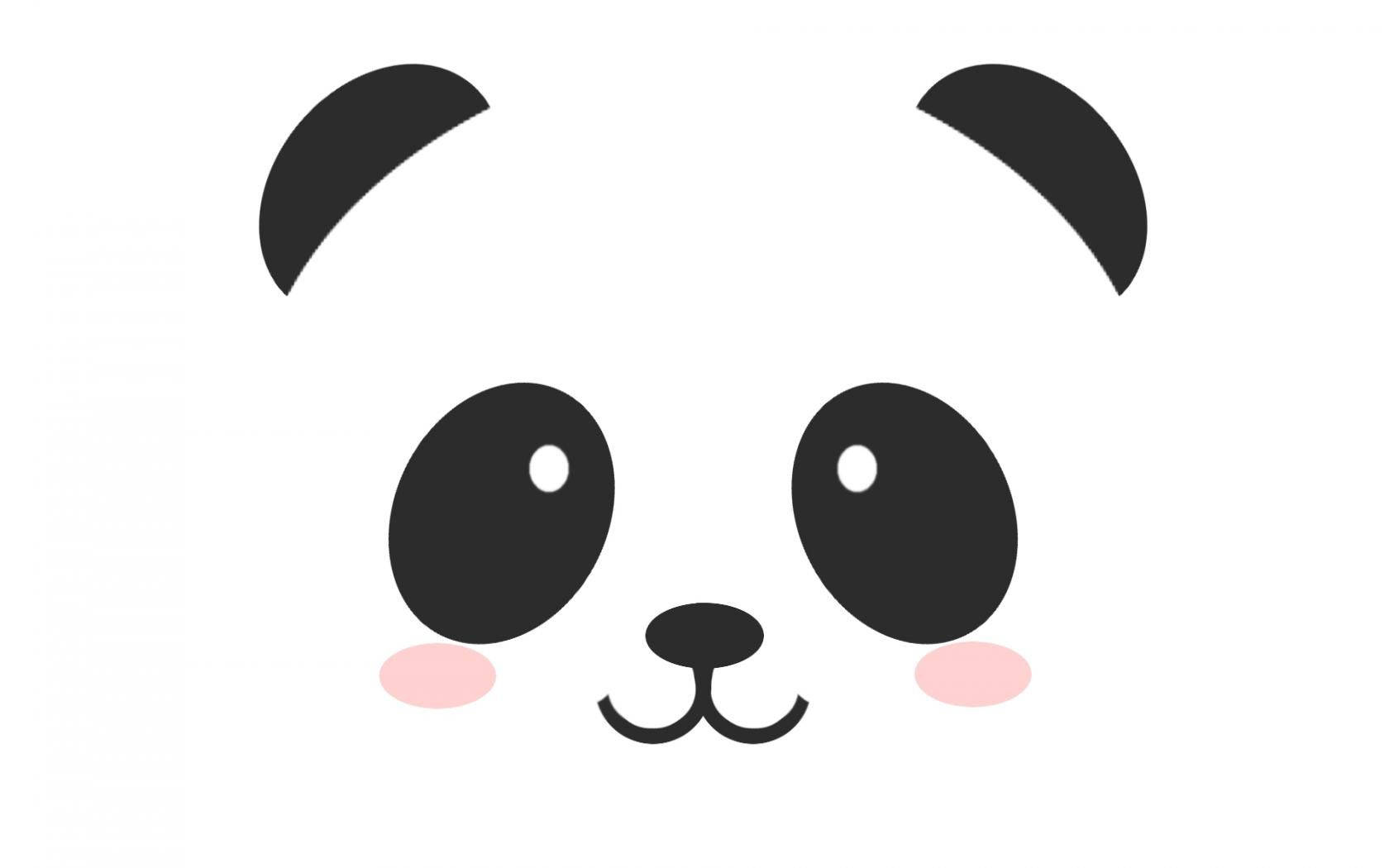 Cute Panda 桌布 壁紙 — 一個可愛的極簡熊貓臉，有黑色耳朵、眼睛和鼻子，粉紅色臉頰，白色背景。