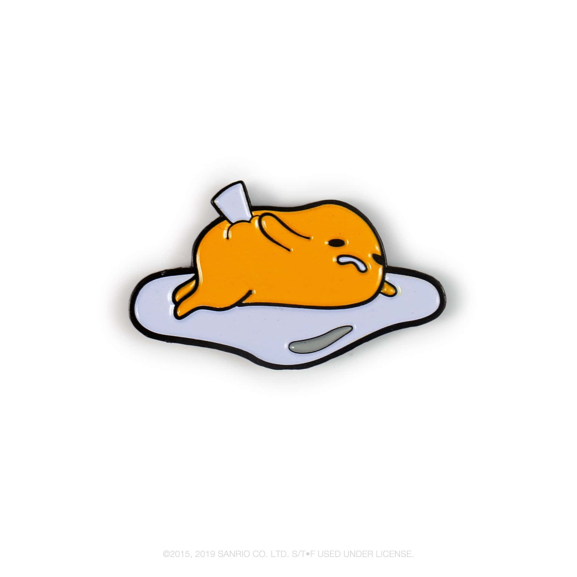 Gudetama卡通角色在水坑中放鬆，背上有一個小灰色物體。 — 蛋黃哥 壁紙