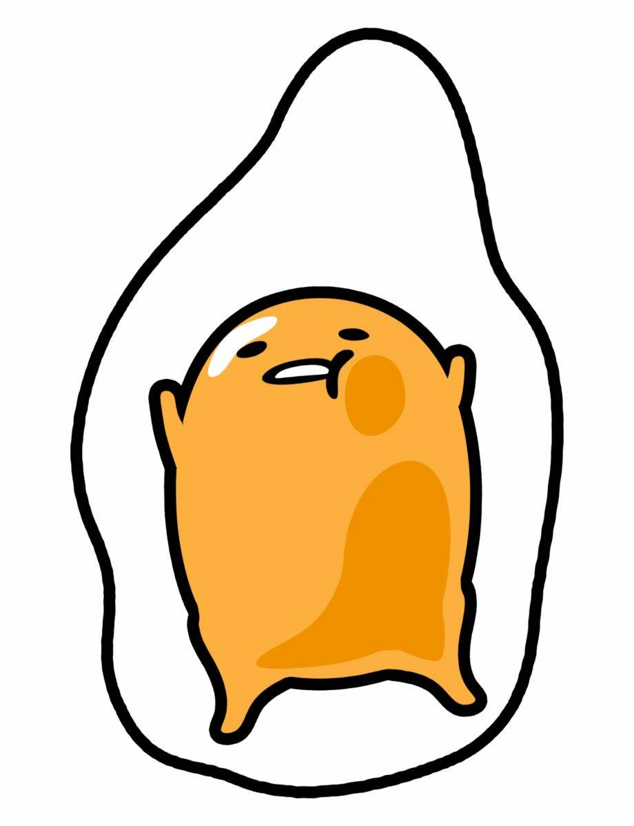 Gudetama Aesthetic 桌布 壁紙 — 一個可愛的橙色卡通角色，在煎蛋輪廓內露出驚訝的表情。
