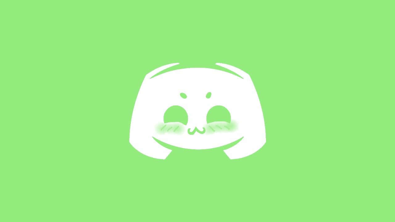 Discord 桌布 壁紙 — 一個可愛的白色卡通兔臉，閉著眼睛，有鬍鬚，在純綠色背景上。