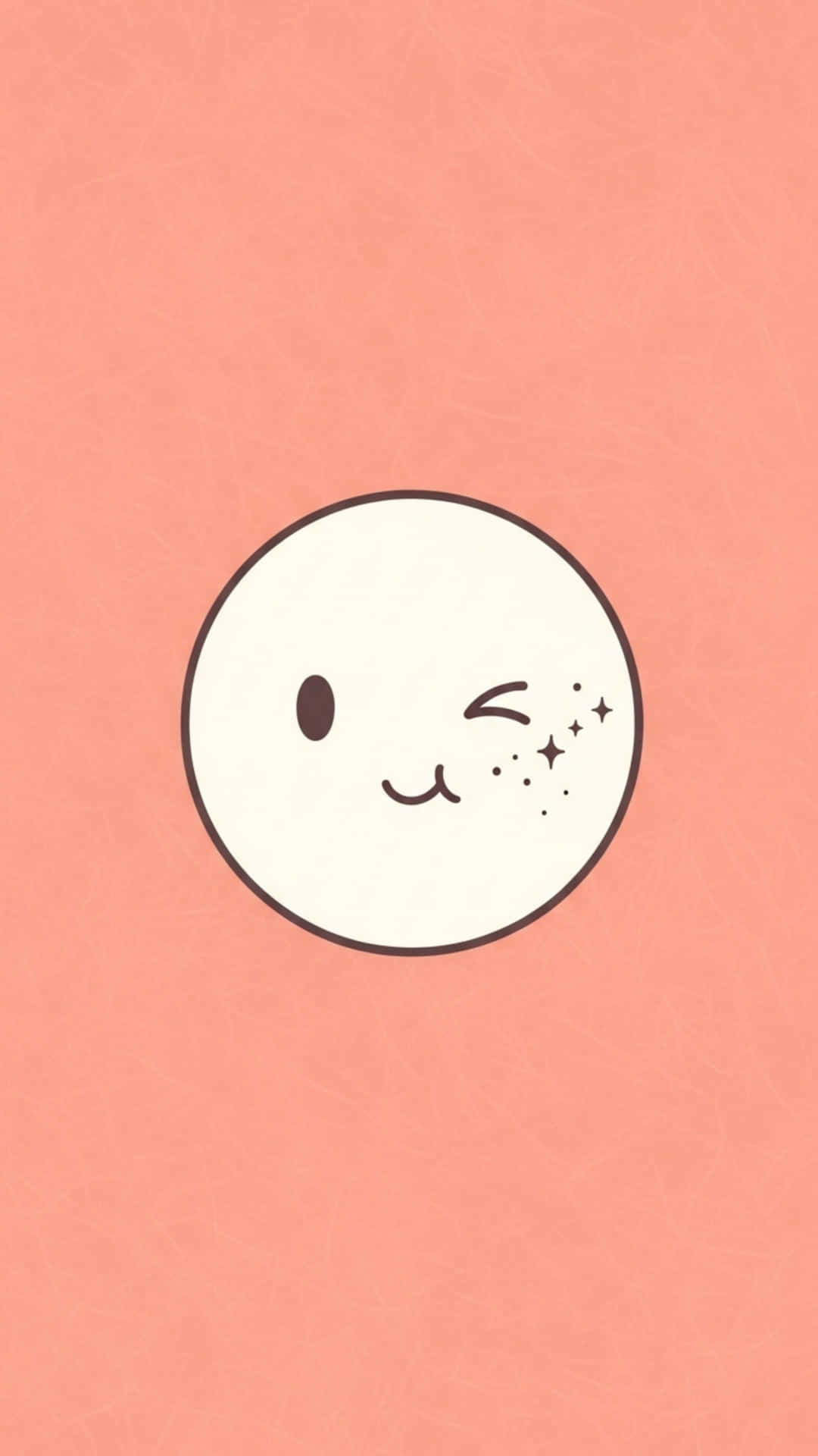 Smiling Chibi Face with Heart Blush Marks, Dusty Rose Gradient Background 壁紙 — 一個可愛的白色圓圈，有一隻單眼眨眼和閃爍的星星，在紋理珊瑚背景上微笑。