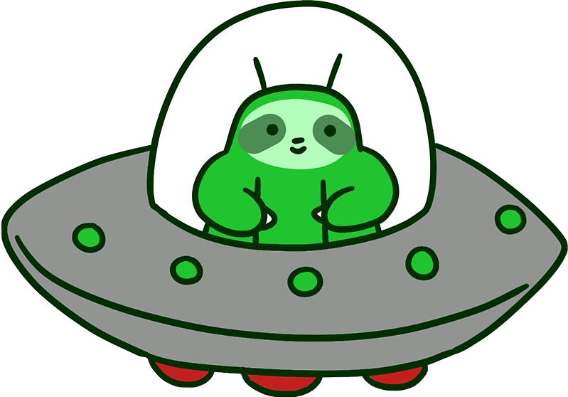 Spaceship 桌布 壁紙 — 一個可愛的綠色外星人帶有天線，坐在灰色UFO內，有綠色燈光，背景為黑色。