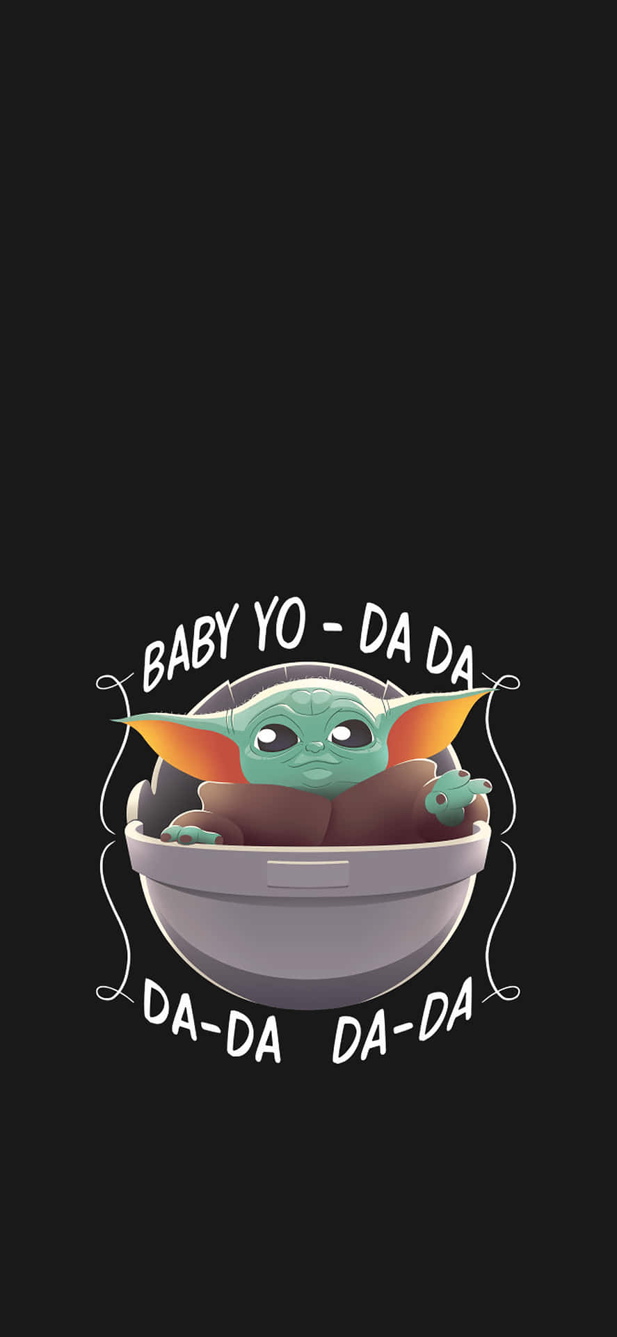 嬰兒尤達在莢中，文字寫著 baby yo da da da da — 尤達寶寶 壁紙