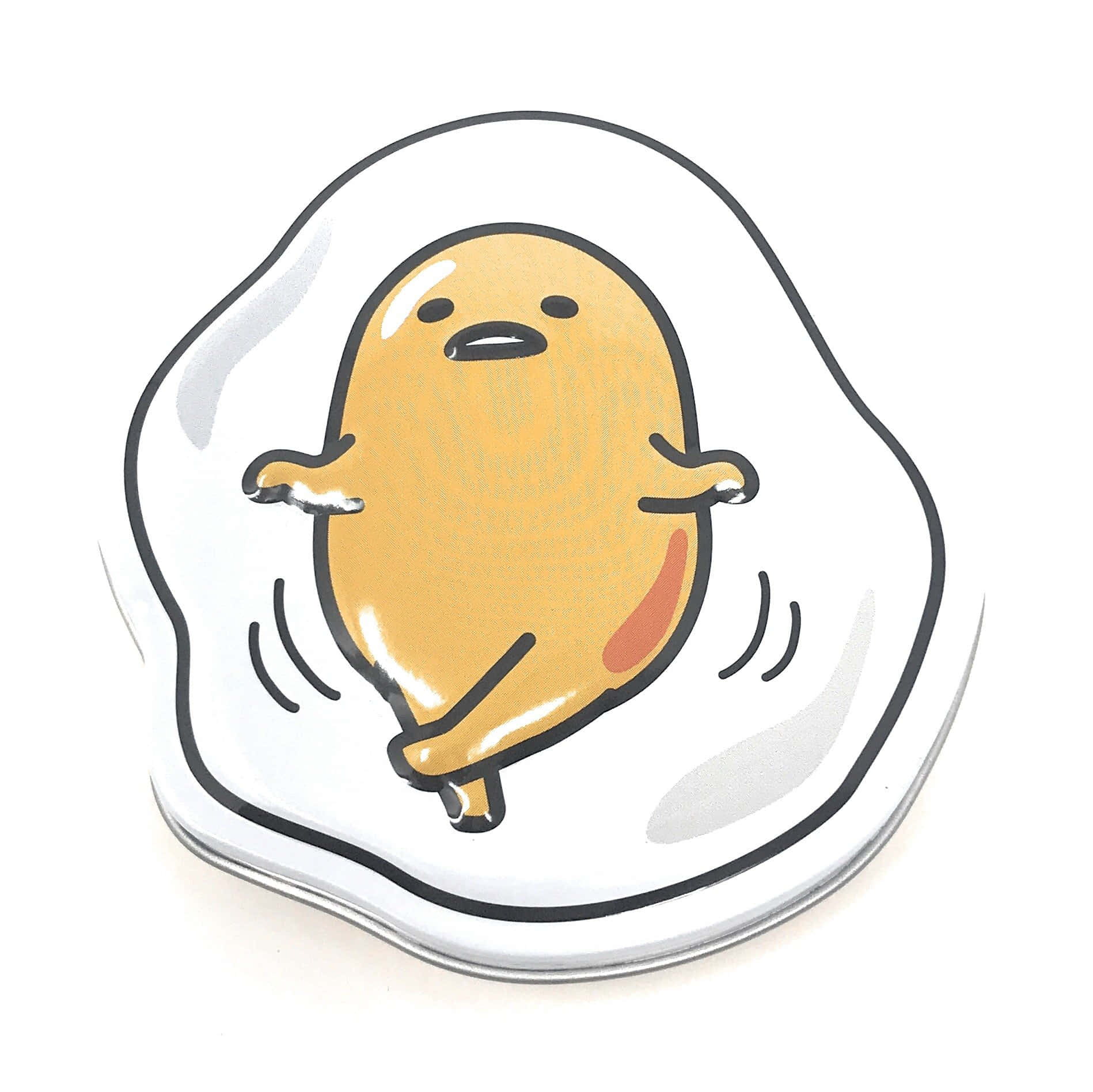 一個卡通角色在煎蛋形狀內，表情驚訝。 — 蛋黃哥 壁紙