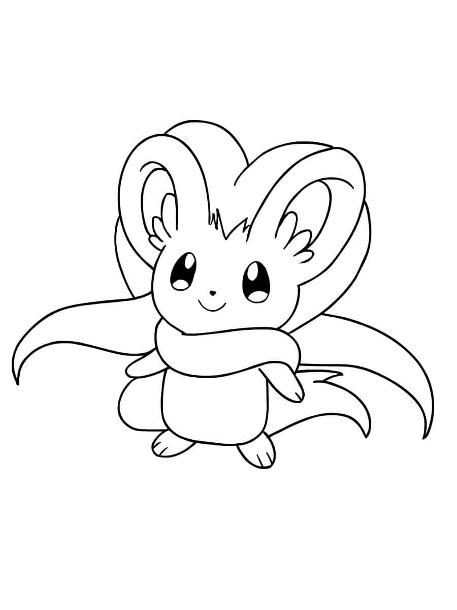 Line Art 桌布 壁紙 — 一個可愛的黑白線條畫，畫著一隻微笑的卡通老鼠，有大耳朵和蓬鬆的尾巴。