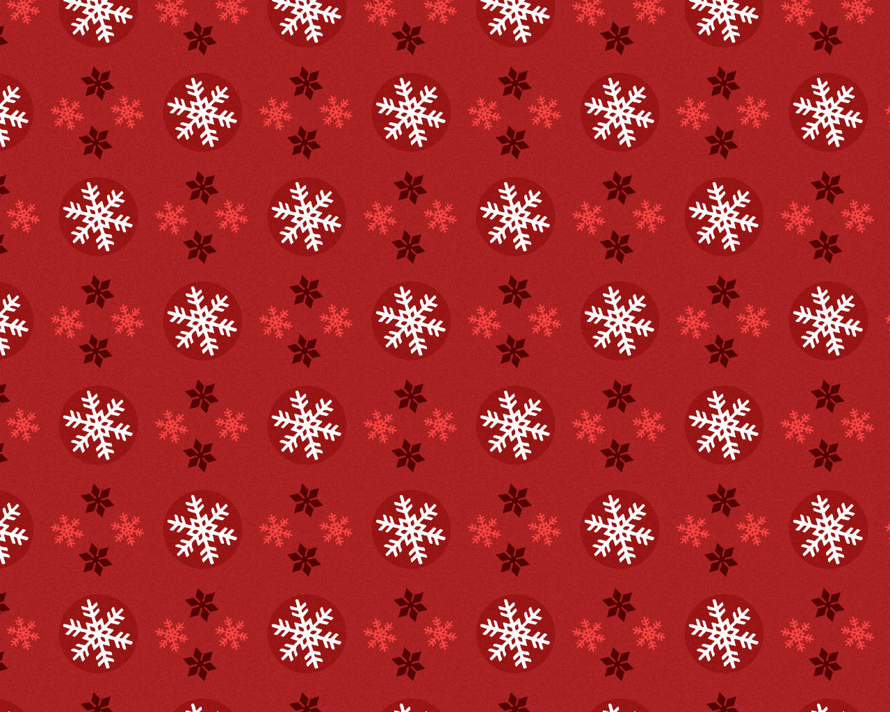 red christmas 桌布 壁紙 — 一個喜慶的紅色壁紙圖案，圓圈內有白色雪花，表面散落著較小的紅色雪花。