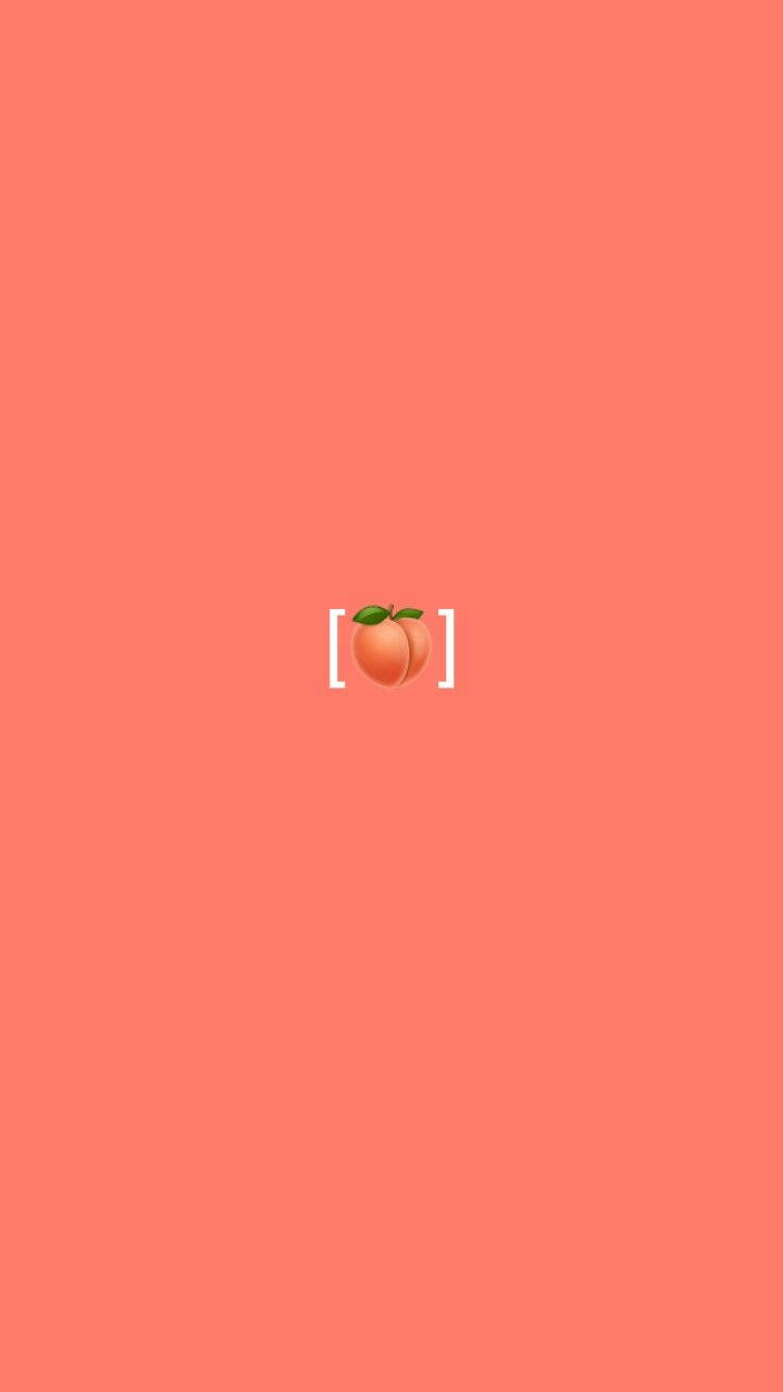 iPhone 桌布 壁紙 — 一個單獨的桃子表情符號居中在純珊瑚色背景上，帶有白色括號。