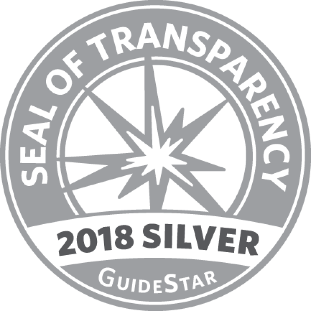 銀色 桌布 壁紙 — 一個單色圓形印章，帶有星爆設計和文字「SEAL OF TRANSPARENCY 2018 SILVER GUIDE STAR」。