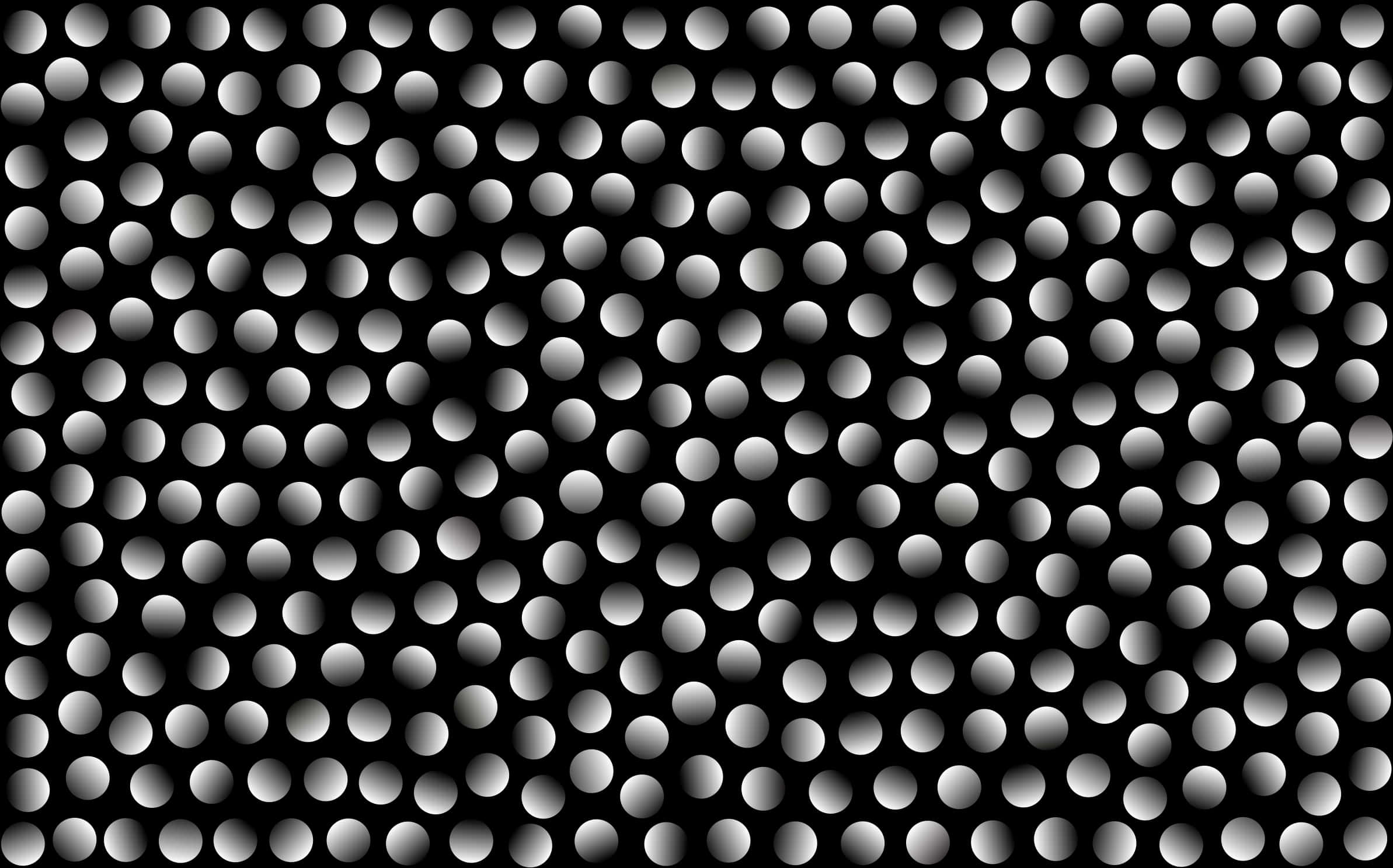 Textures 桌布 壁紙 — 一個單色圖案，由均勻間隔的圓圈和漸變陰影組成，在黑色背景上營造出有節奏的視錯覺。