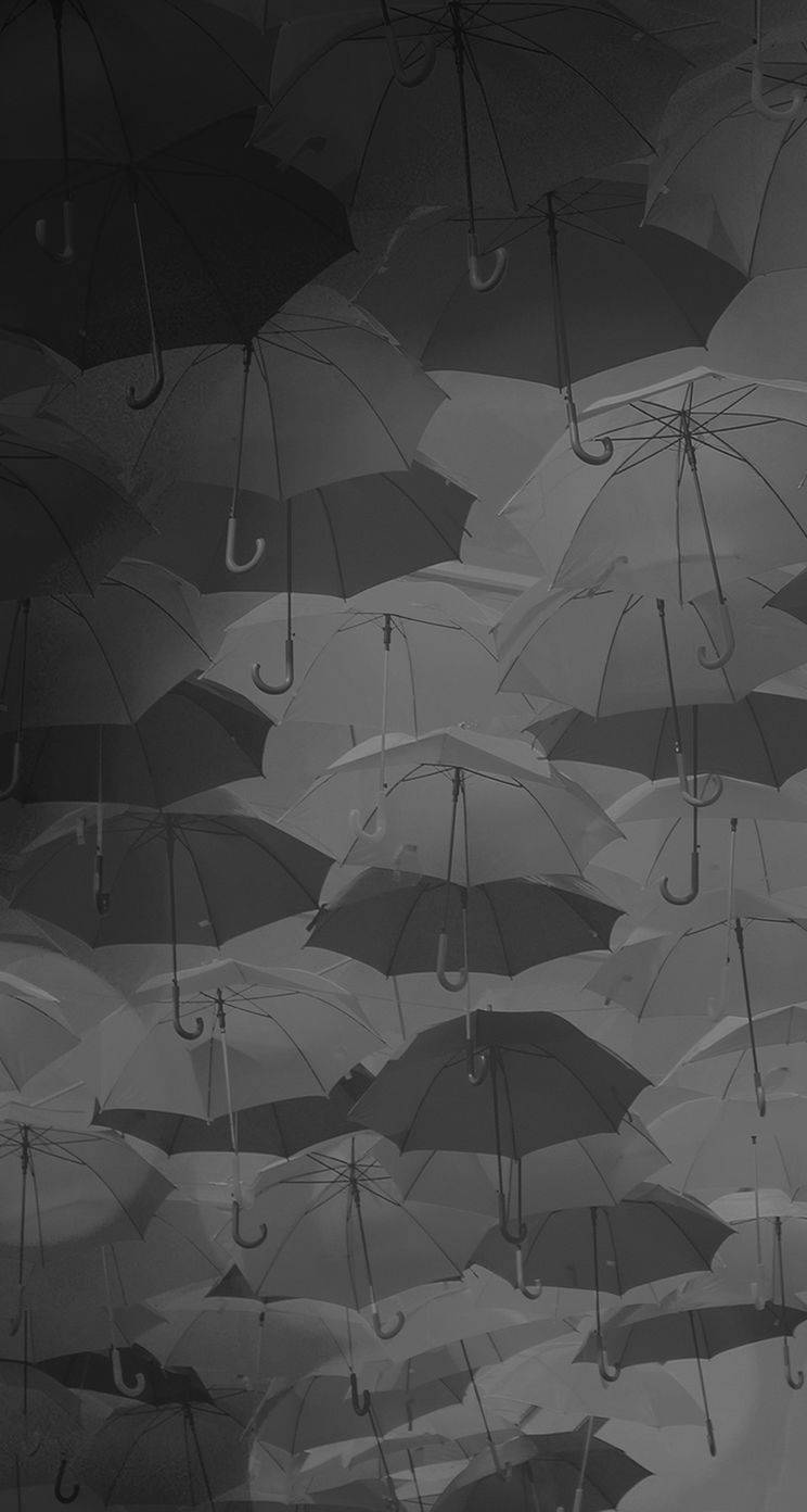 美學 桌布 壁紙 — 一個單色圖案，由重疊的打開雨傘形成密集的紋理天篷。