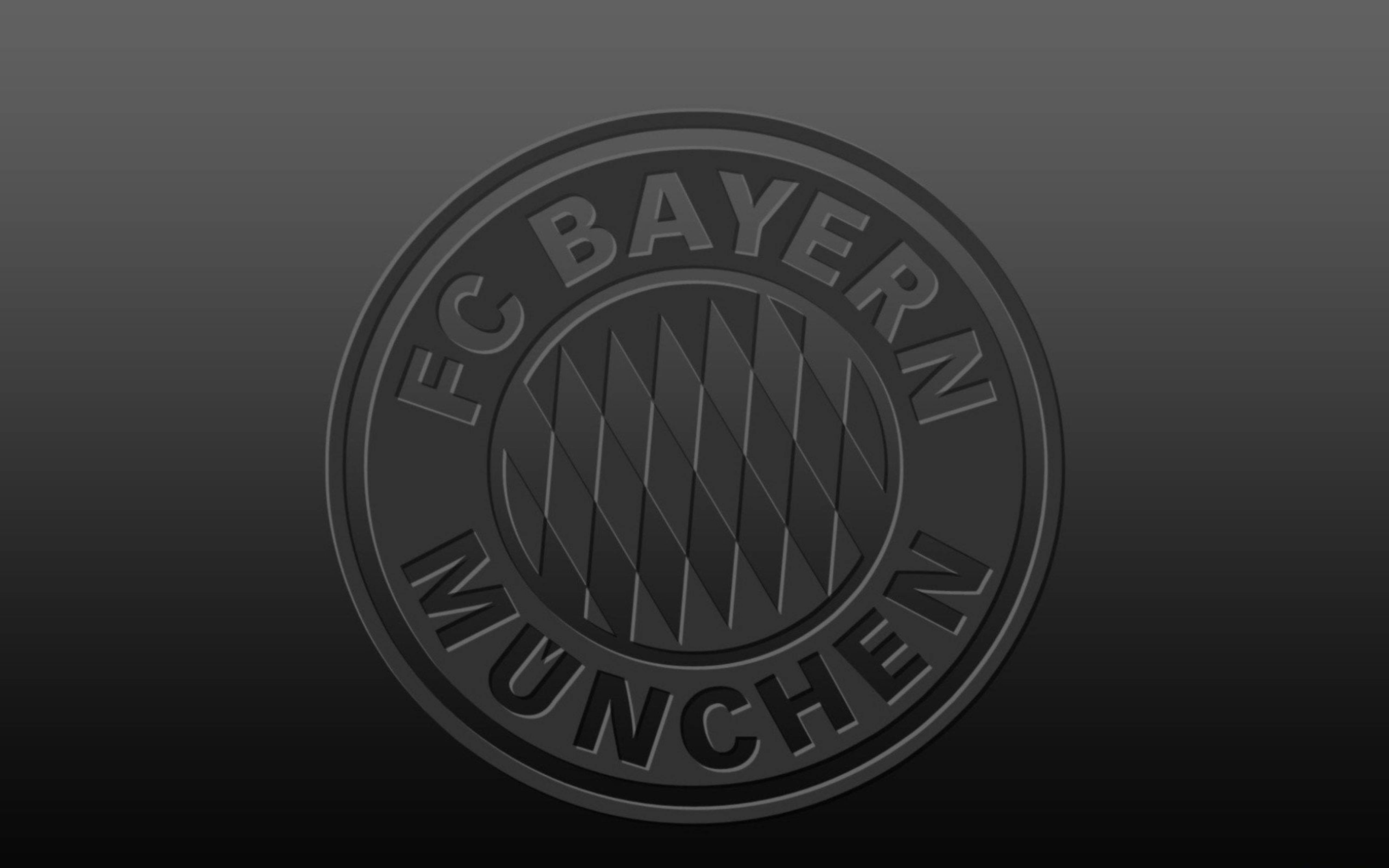 Bayern 桌布 壁紙 — 一個單色的FC拜仁慕尼黑徽章，中央有壓花鑽石圖案，背景是漸變灰色。