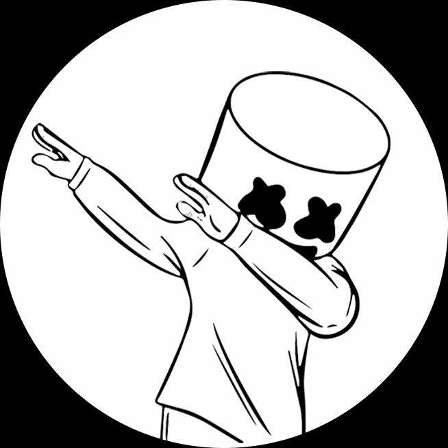 棉花糖人在黑白線條藝術中做 dab 舞蹈。