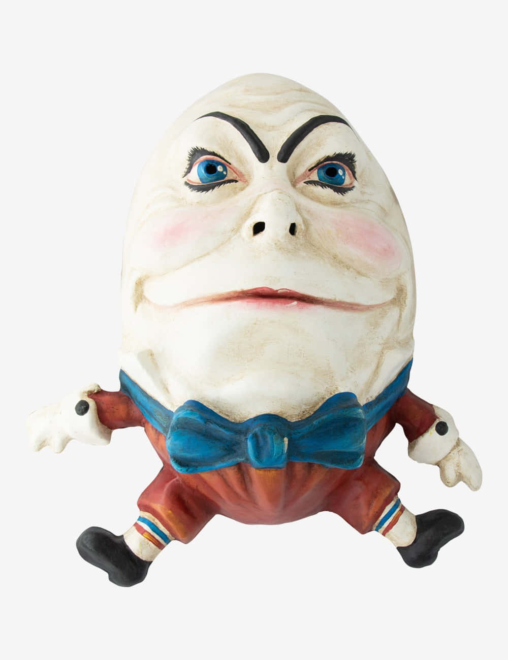 character 桌布 壁紙 — 一個圓臉角色、藍眼睛、戴藍色蝴蝶結的陶瓷公仔，背景簡潔。