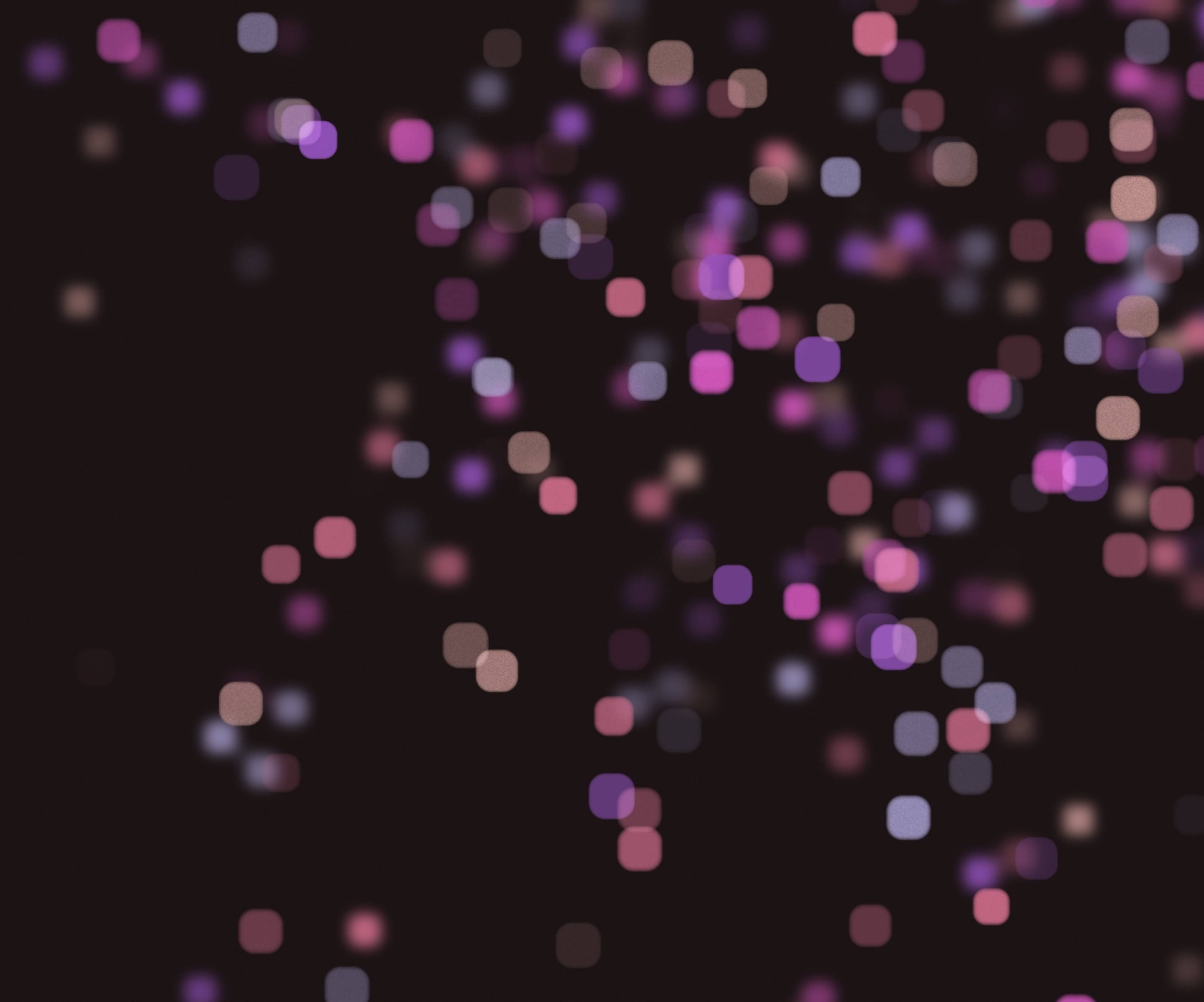 Bokeh 桌布 壁紙 — 一個夢幻般的場地，柔和的粉紅色、紫色和米色散景燈光散落在深色背景上。