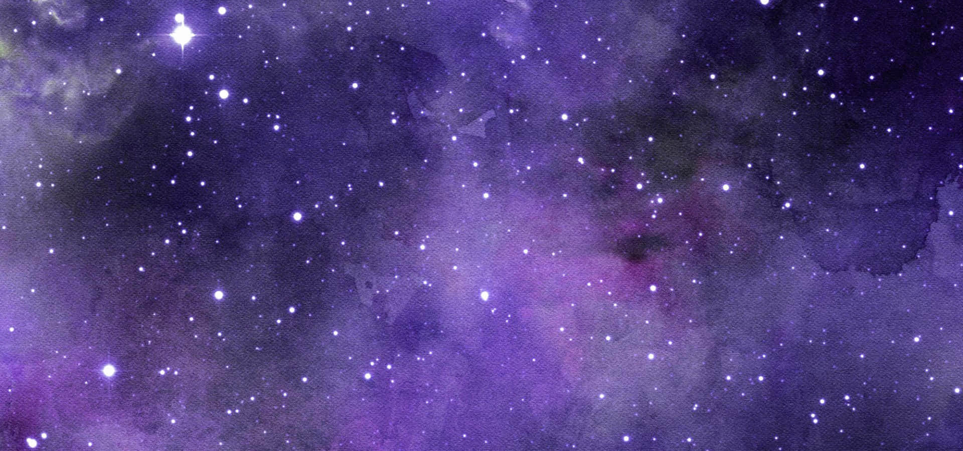 Purple Star 桌布 壁紙 — 一個夢幻般的紫色星系，帶有發光的星星和漩渦狀的宇宙雲，以水彩風格繪製。