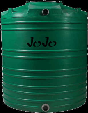 Container 桌布 壁紙 — 一個大型綠色塑膠水塔，帶有水平條紋，側面印有JoJo字樣。