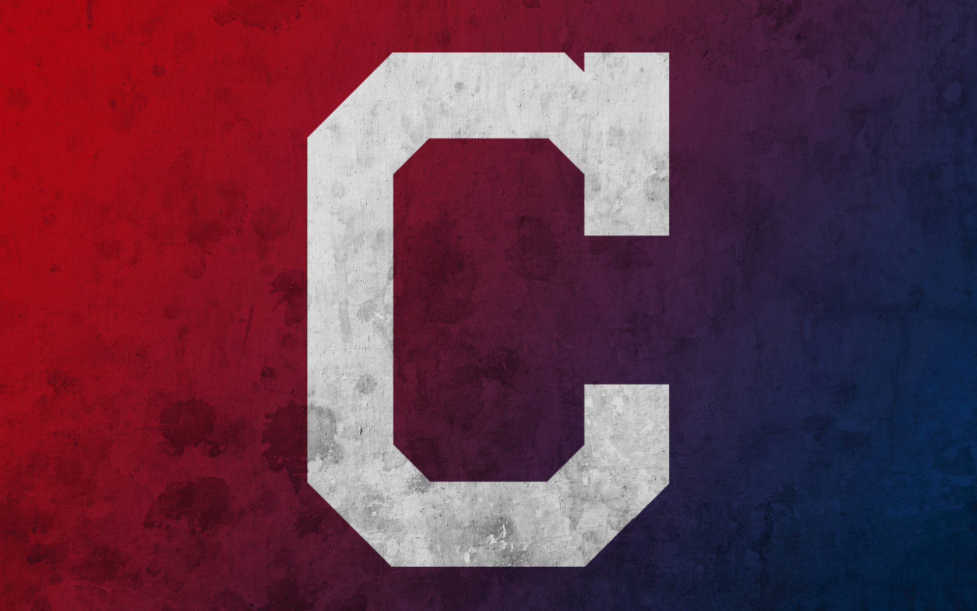 Cleveland Indians 桌布 壁紙 — 一個大型風化白色字母C在紅色到藍色的紋理漸變上大膽地突出。
