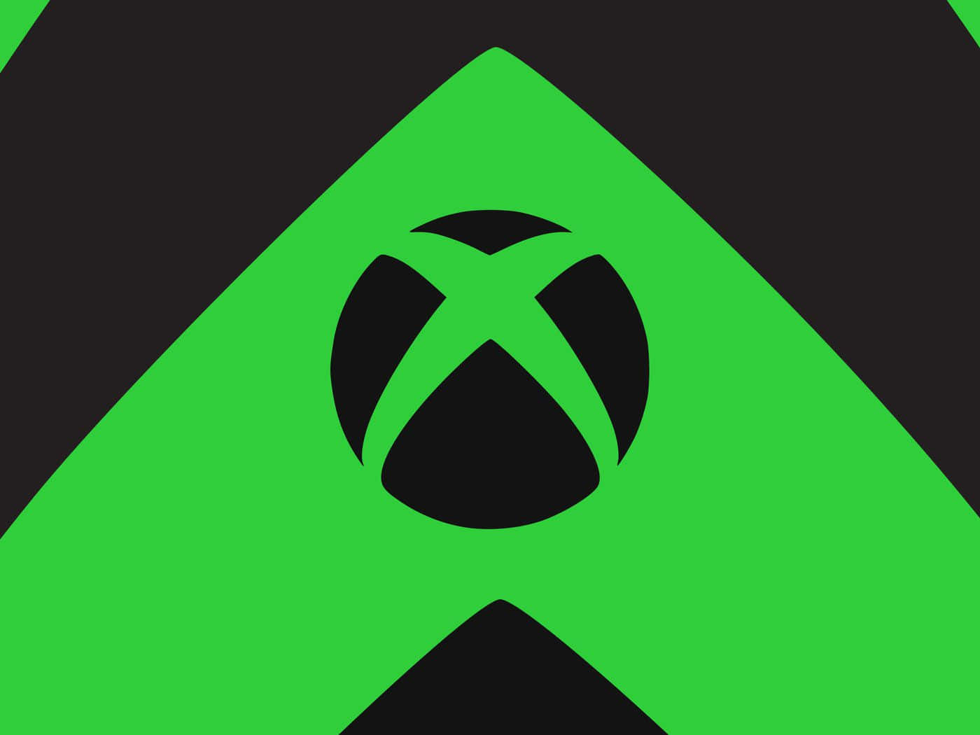 Xbox 桌布 壁紙 — 一個大膽的Xbox標誌，以鮮豔的綠色X形狀居中在深色背景上。