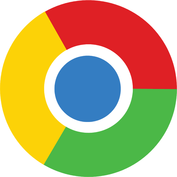 Google Chrome 桌布 壁紙 — 一個大膽的圓形標誌，由黑色線條分隔的紅色、黃色、綠色和藍色區塊，位於黑色背景上。