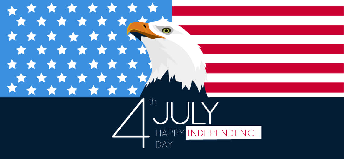 Happy Fourth Of July 桌布 壁紙 — 一個大膽的圖形，展示禿鷹頭部與美國國旗，並帶有 '4th July Happy Independence Day' 文字。