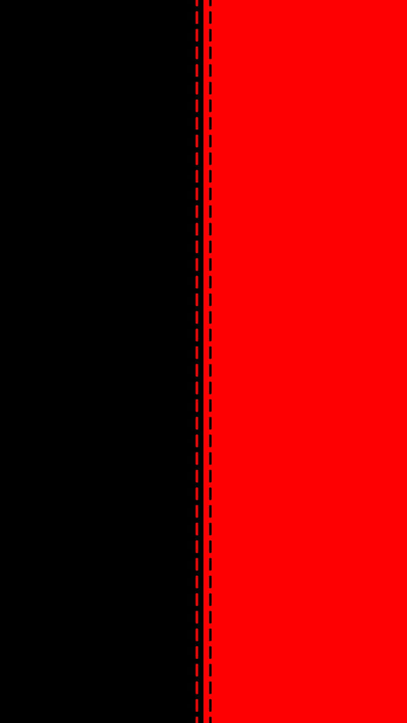 Red White And Black Abstract 桌布 壁紙 — 一個大膽的圖形，由一條紅色虛線分割，將黑色和鮮豔的紅色垂直兩半分開。