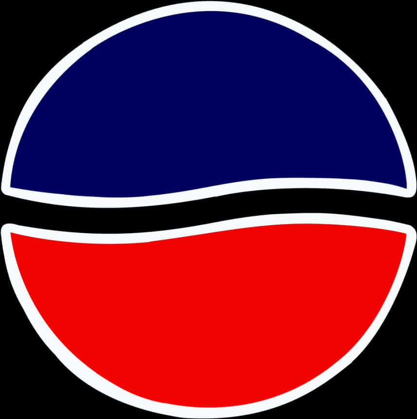 Pepsi Logo 桌布 壁紙 — 一個大膽的圖形標誌，上半部為藍色，黑色波浪條紋，下半部為紅色，全部以白色輪廓勾勒在黑色背景上。