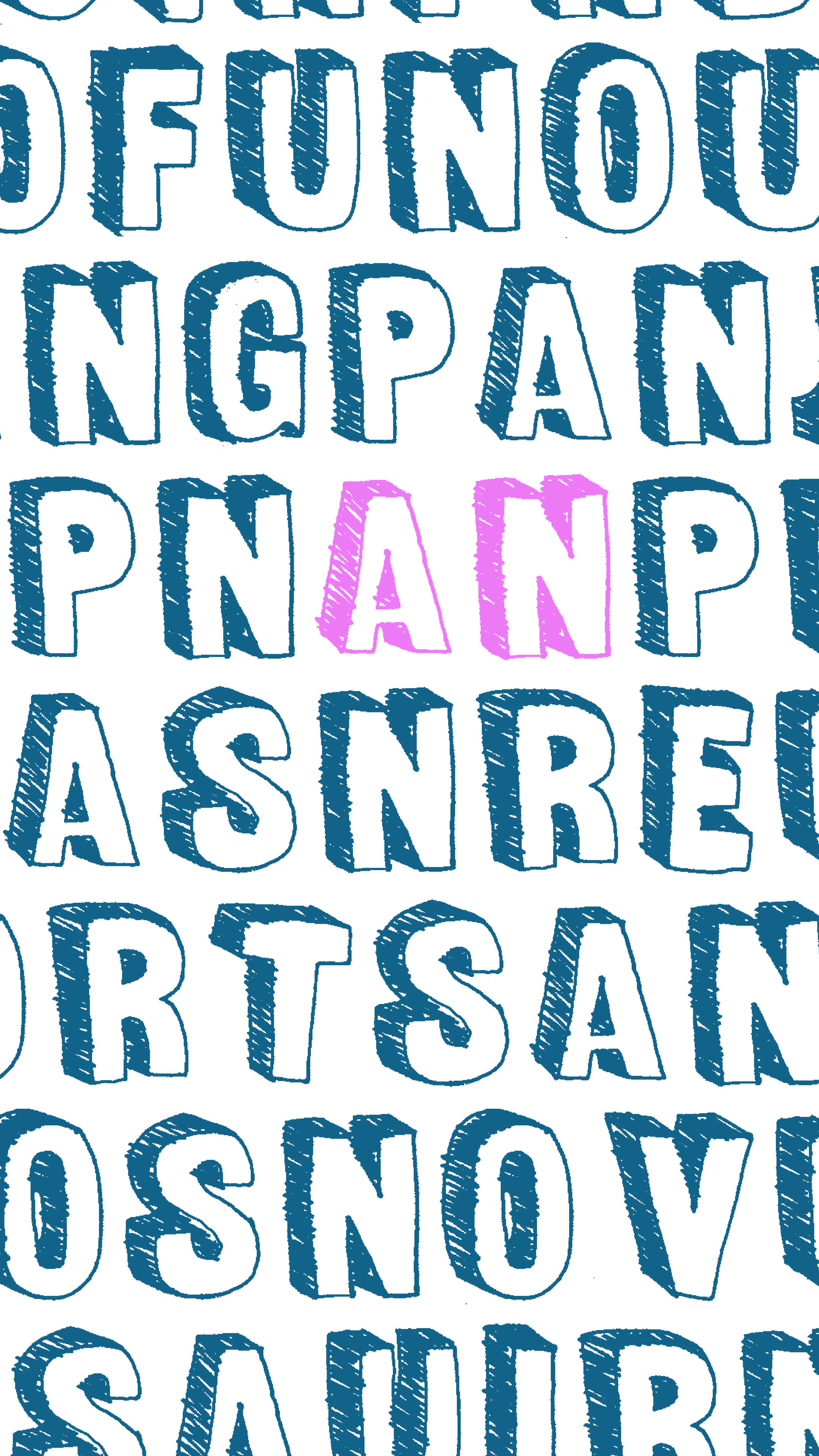 lettering 桌布 壁紙 — 一個大膽的圖案，由藍色手繪字母組成，其中一個粉紅色字母在白色背景上格外突出。