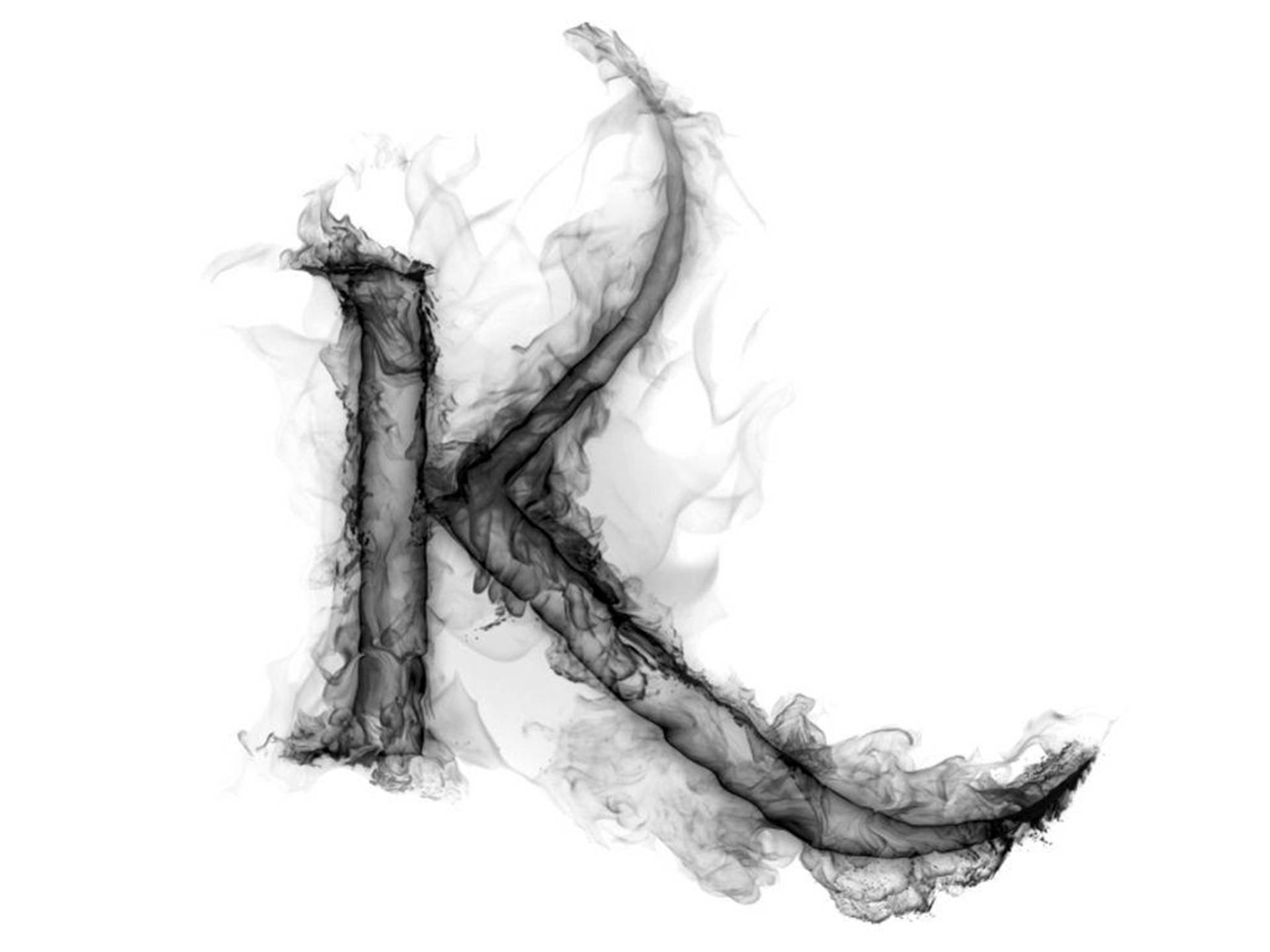 白色背景上呈字母K形狀的煙霧 — 字母K動圖 壁紙