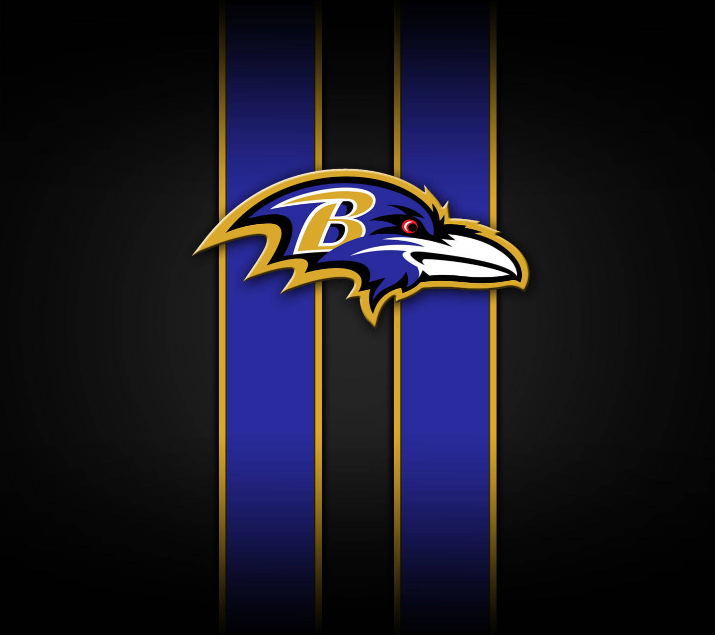 巴爾的摩烏鴉隊 NFL 球隊標誌，背景為藍色和金色條紋 — NFL GIF 壁紙