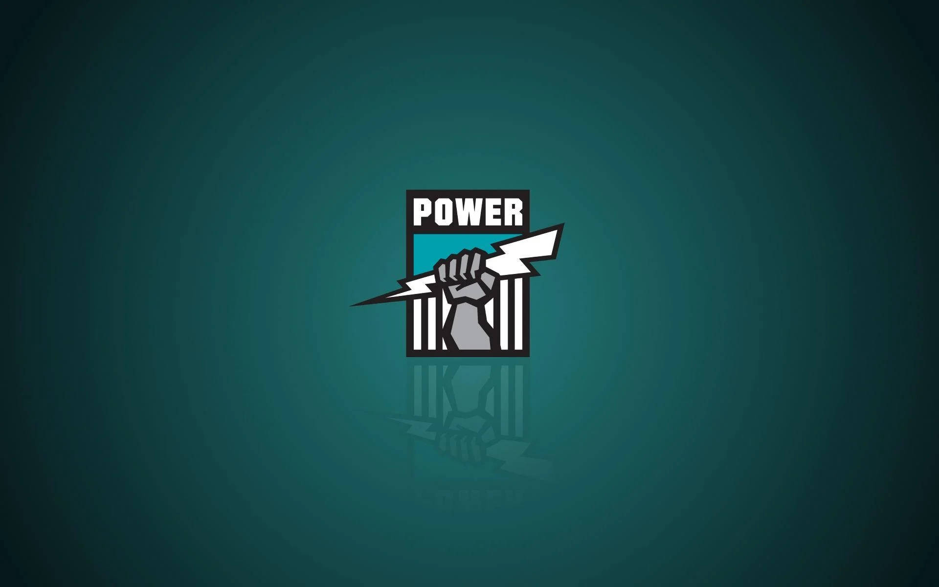 Afl 桌布 壁紙 — 一個大膽的拳頭打穿監獄鐵欄，背後有閃電，power 一字位於青綠色漸變背景上。
