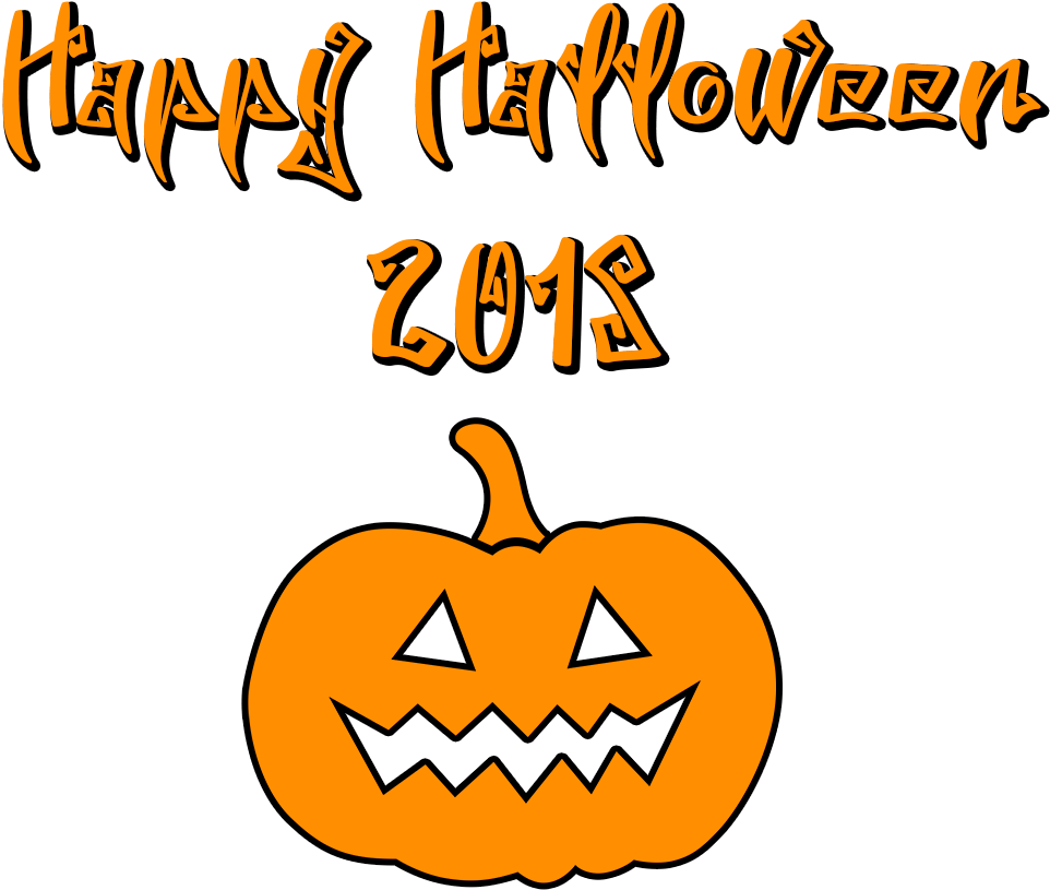 Pumpkin Halloween 桌布 壁紙 — 一個大膽的橙色南瓜燈，帶有鋸齒狀的笑容，位於「Happy Halloween 2018」下方，採用匹配的恐怖字體，背景為純黑色。