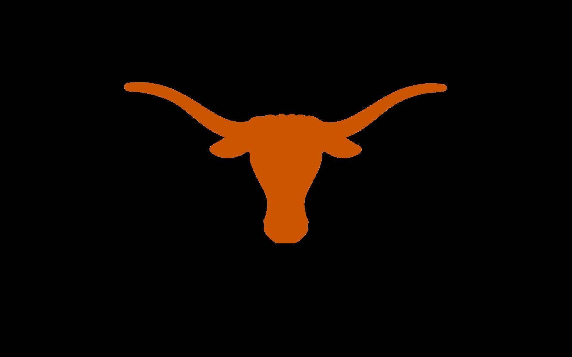 Texas Longhorn 桌布 壁紙 — 一個大膽的橙色長角牛剪影居中在純黑色背景上。