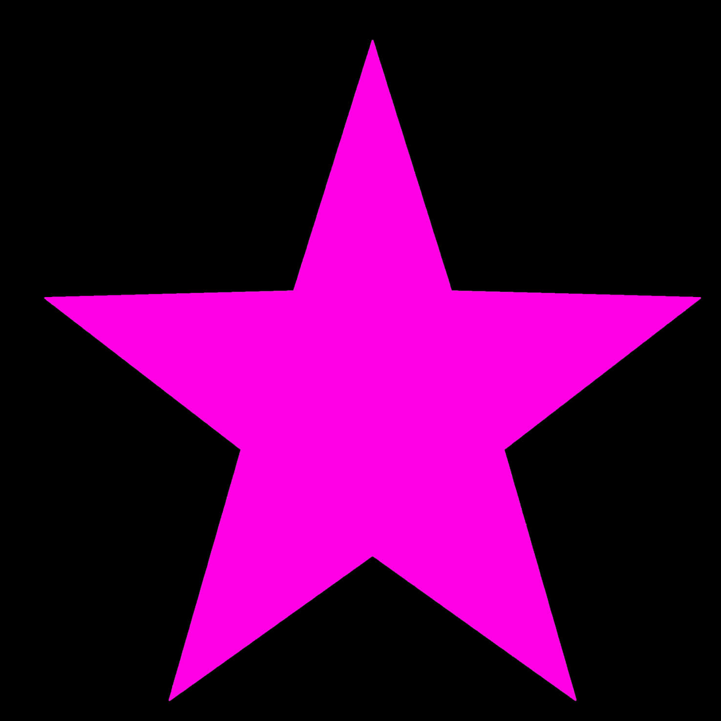 Pink Star 桌布 壁紙 — 一個大膽的洋紅色星星，居中在純黑色背景上，邊緣銳利乾淨。
