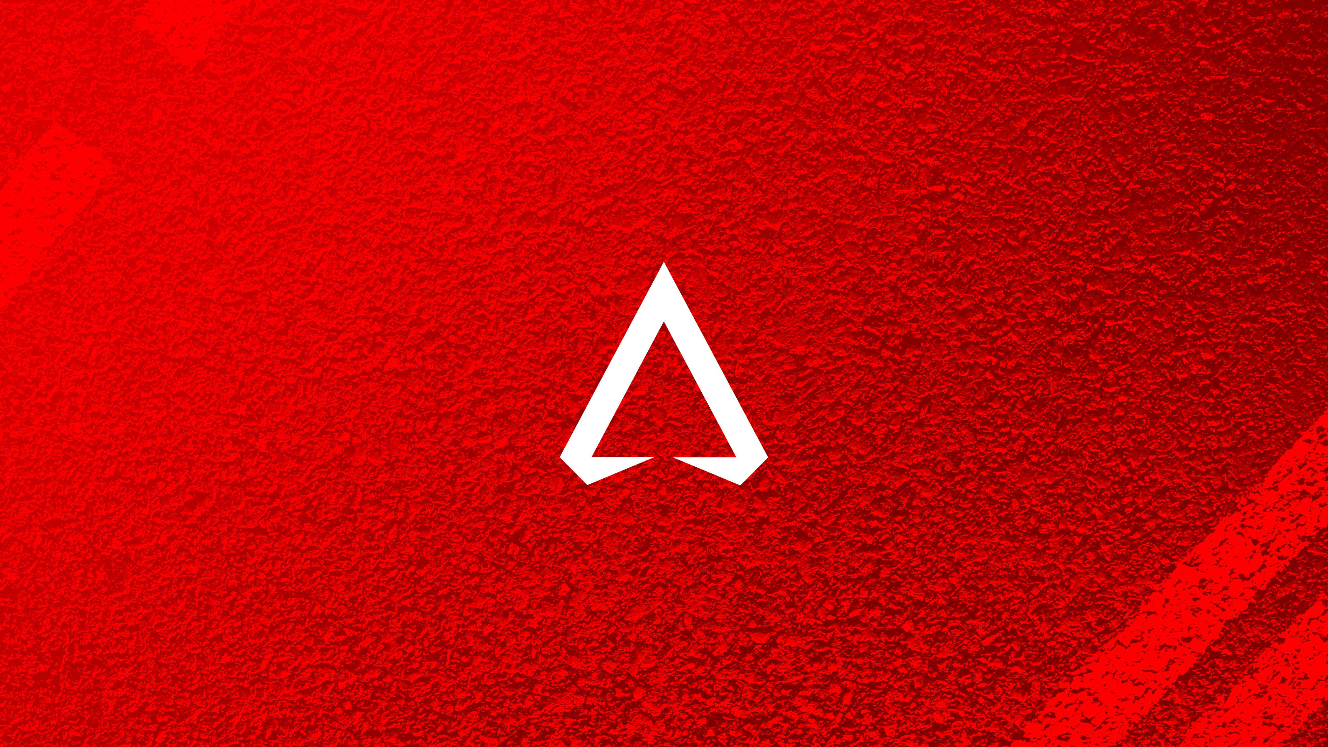 Apex 桌布 壁紙 — 一個大膽的白色 Assassin's Creed 標誌，居中放置在帶有對角線條紋的紋理深紅色背景上。