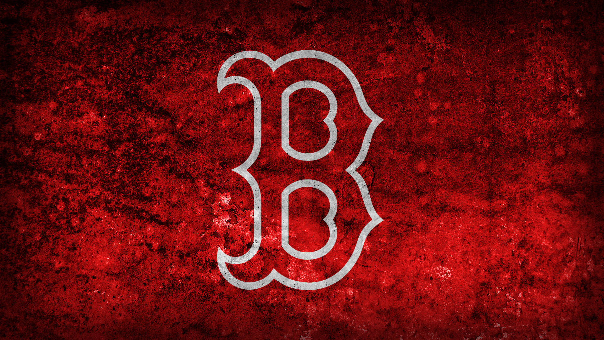 Boston Red Sox 桌布 壁紙 — 一個大膽的白色「B」標誌在帶有紋理、粗糙的紅色背景上，帶有磨損的油漆效果，顯得格外突出。