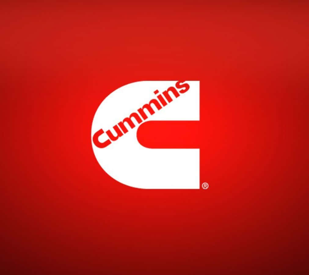 Letter C 桌布 壁紙 — 一個大膽的白色Cummins標誌，帶有紅色文字，居中在鮮豔的紅色漸變背景上。