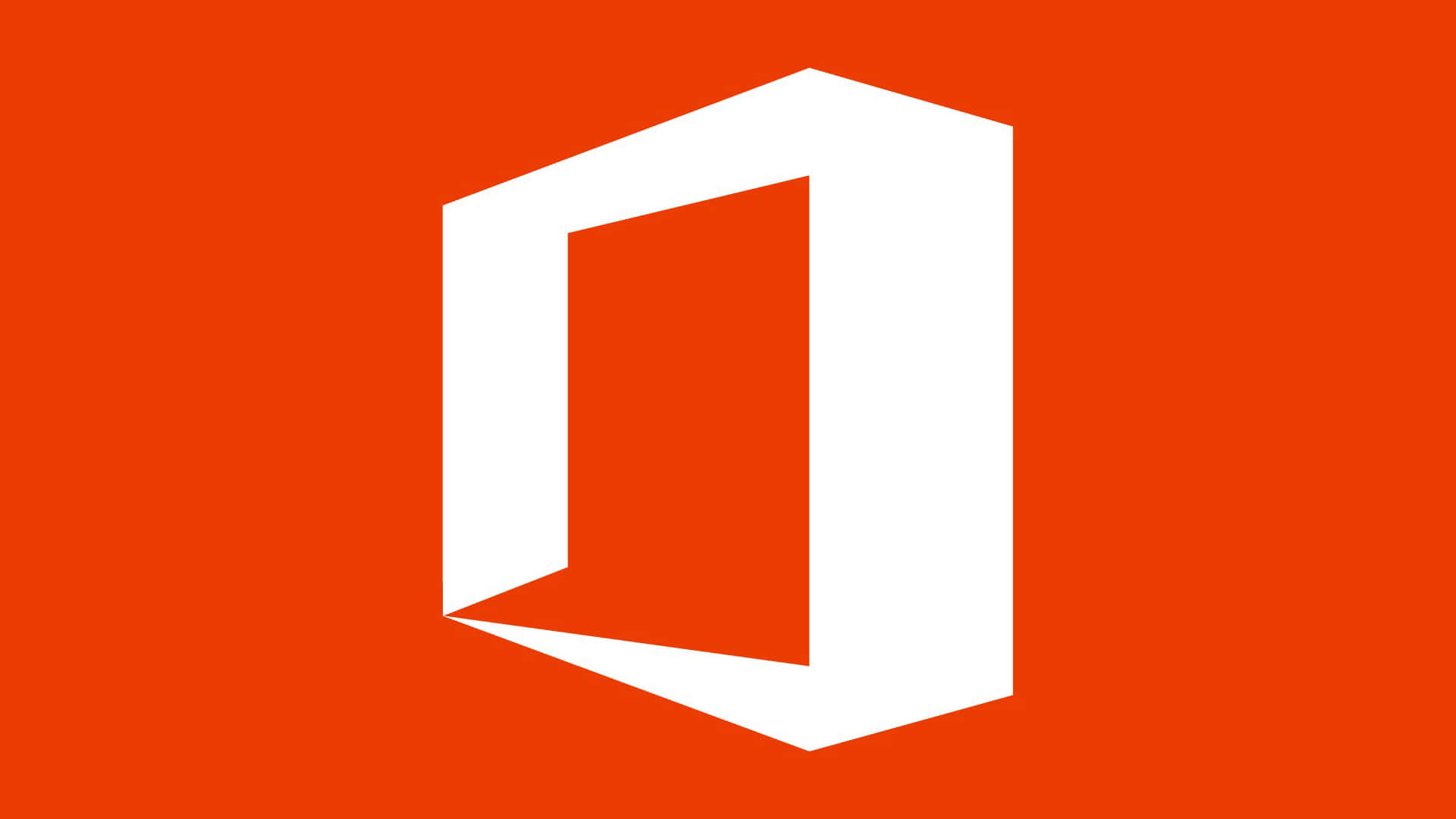 Office 365 桌布 壁紙 — 一個大膽的白色Microsoft Office標誌，居中於鮮豔的橙色背景上。